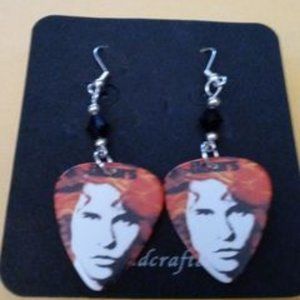 SELLING 1 PAIR OF JIM MORRISON GUITAR PICK EARRINGS
